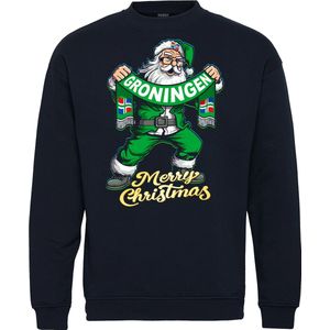 Kersttrui Kerstman Groningen | Foute Kersttrui Dames Heren | Kerstcadeau | FC Groningen supporter | Navy | maat XL