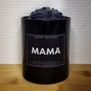 Mama - Soja was geurkaars - Zwarte roos - Kaarsglas glanzend zwart - Vanille geur - 250 gram - 50 branduren - Geurkaars - Kaars - Kaars met tekst - Soja was – Soy wax – Handgemaakt – Cadeau – Vanilla - Geschenk – Duurzaam