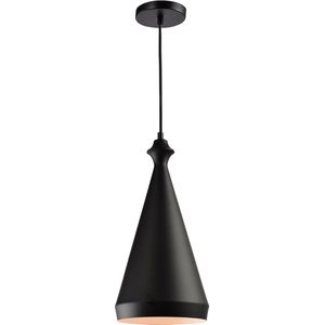 QUVIO Hanglamp modern / Plafondlamp / Sfeerlamp / Leeslamp / Eettafellamp / Verlichting / Slaapkamer lamp / Slaapkamer verlichting / Keukenverlichting / Keukenlamp - Kegel metaal met knop - Diameter 20 cm