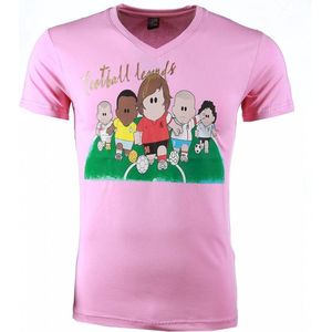 T-shirt - Football Legends Print - Roze
