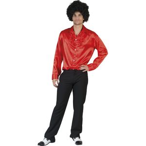 Jaren 80 & 90 Kostuum | Rood Ruche Hemd Man | Maat 56-58 | Halloween | Verkleedkleding
