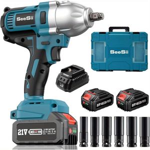 Accu Slagschroevendraaier – Slagmoersleutel – Accu Momentsleutel – Dopsleutel – Elektroschroevendraaier – 700 Nm Koppel – 2x 4000 mAh Batterijen – 3 Snelheidsstanden – LED Verlichting