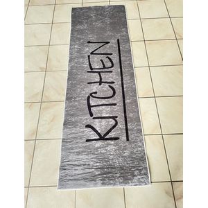 Keukenloper Kitchen - keukentapijt - 60x180 cm - wasbaar -Vloerkleden - Keuken Tapijt - Keukenmat - Loper Tapijt - Loper Vloerkleed grijs