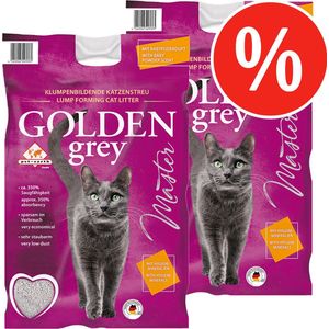 Pet-Earth Golden Grey Master - Kattenbakvulling - Perfecte Klontvorming - 2 x 14 kg