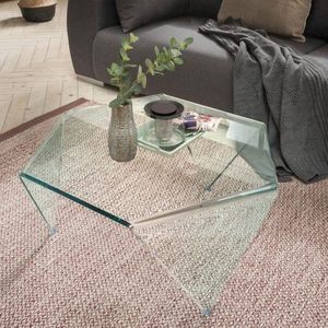 Design Glazen Salontafel Transparant Diamant 90 cm