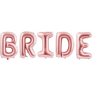 Partydeco - Folieballonnen Rose Gold set BRIDE (86 cm)