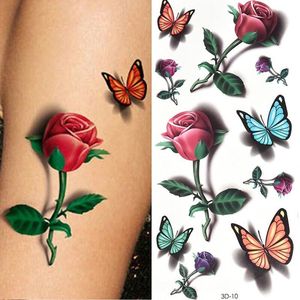3D Bloemen en Vlinders plaktattoo - tijdelijke tattoo - tattoo stickers