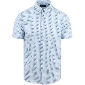 Suitable - Short Sleeve Overhemd Print Blauw - Heren - Maat XXL - Regular-fit