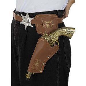 FUNIDELIA Cowboy Holster voor pistool met riem - voor mannen - Zwart