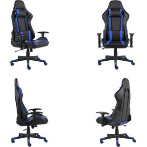 vidaXL Gamestoel draaibaar PVC blauw - Gamingstoel - Gamingstoelen - Racingstoel - Racingstoelen