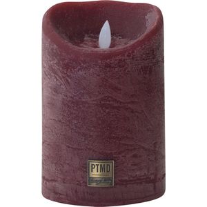 PTMD LED kaars bordeaux rood 10 x 10 x 15 cm - LED Light Candle rustic bordeaux moveable flame L