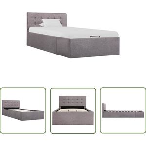 The Living Store Bedframe met hydraulische opslag stof taupe 90x200 cm - Hydraulisch Bed - Opbergbed - Tweepersoonsbed - Boxspring - Bedframe