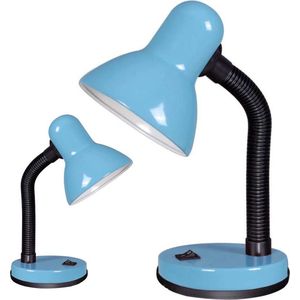 Bureaulamp blauw - buigzame poot - metaal - kinderkamer