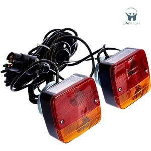 LifeStages - Aanhanger Verlichting Set - Aanhangwagenverlichting - 3 Kamers Met Magnetische Houder