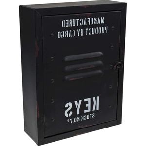 Metalen sleutelbox zwart - 30 x 23 x 9 cm - opbergbox voor sleutels Sleutelkastje