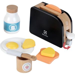 Klein Toys Electrolux broodrooster - incl. diverse ontbijt accessoires - hout van duurzame, gecertificeerde bosbouw - zwart