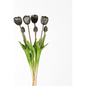 Real Touch Tulips Dubble Bundle - Black - Real Touch Tulpen - zwarte tulpen- Tulpen - Kunstbloemen - Kunst Tulpen - Kunst Boeket - Tulp - 44 CM - Zijden Bloemen - Latex Bloem - Bruiloft - Voorjaar - Lente