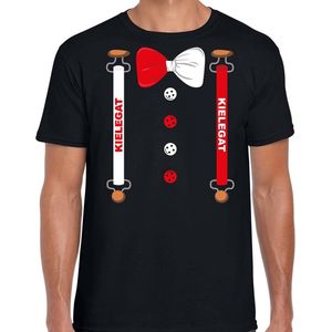 Carnaval t-shirt Kielegat bretels en strik voor heren - zwart - Breda - Carnavalsshirt / verkleedkleding XL