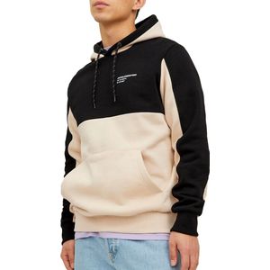 JACK & JONES Force blocking sweat hood regular fit - heren hoodie katoenmengsel met capuchon - beige - Maat: M