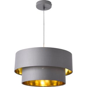 Design hanglamp Lopar metaal en stof E27 Ø40 grijs en goud