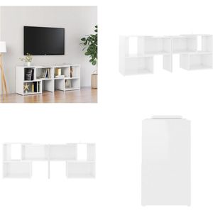 vidaXL Tv-meubel 104x30x52 cm spaanplaat hoogglans wit - Tv-kast - Tv-kasten - Tv-standaard - Tv-standaarden