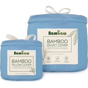 Bamboe Beddengoed Set - Dekbedovertrek 240x220 met 2 Kussenslopen 50x75 - Lichtblauw - Zijdezacht textiel hoogwaardige kwaliteit  -  Bambaw