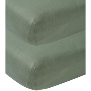 Meyco Baby Uni hoeslaken ledikant - 2-pack - forest green - 60x120cm