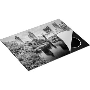 Chefcare Inductie Beschermer Kleurrijke Central Park tijdens de Herfst - Zwart Wit - 71x52 cm - Afdekplaat Inductie - Kookplaat Beschermer - Inductie Mat