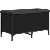 vidaXL - Opbergbankje - 82x42x45 - cm - bewerkt - hout - zwart