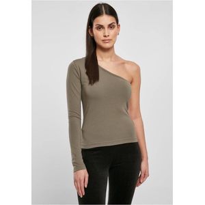 Urban Classics - Asymmetric Longsleeve top - L - Olijfgroen