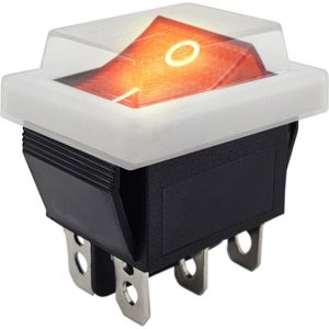 ProRide Wipschakelaar ON-OFF KCD4-202 - met Wit Beschermkapje - 3 Polig - 250V/16A - 30x22mm - Rood met controlelampje