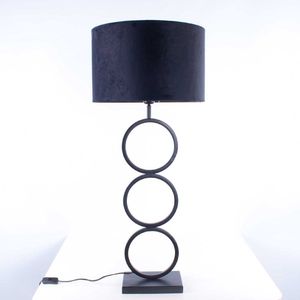 Tafellamp capri 2 ringen | 1 lichts | bruin / goud / zwart | metaal / stof | Ø 40 cm | 94 cm hoog | tafellamp | modern / sfeervol / klassiek design