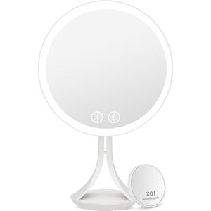 Verlichte make-upspiegel op standaard met 3 lichtkleuren - tafelspiegel touchscreen oplaadbaar voor make-up gezichtsverzorging