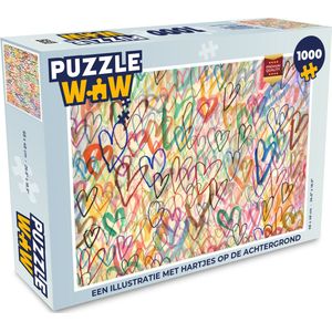 Puzzel Een illustratie met hartjes op de achtergrond - Legpuzzel - Puzzel 1000 stukjes volwassenen