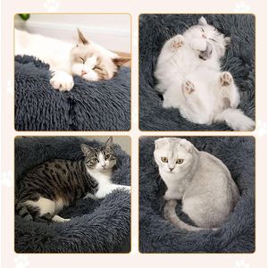 Huisdierenbed Kattenhol 40cm - Zacht Pluche - Rond Design - Antislip - Wasbare Huisdierenmand (S - Licht Grijs)