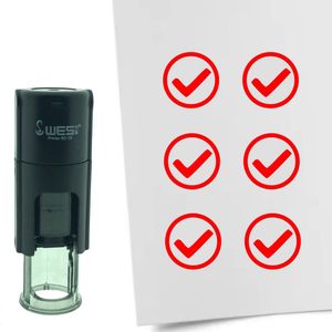 CombiCraft Stempel Checkbox Vinkje / OK 10mm rond - rode inkt