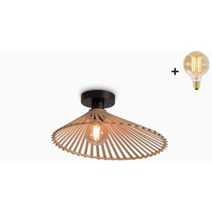 Plafondlamp - BROMO - Asymmetrisch - Bamboe - Small - Incl. spiegel LED-lamp