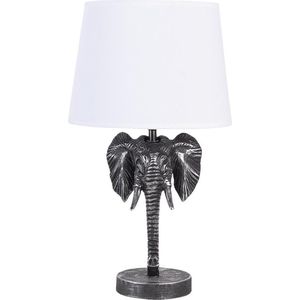 Clayre & Eef Tafellamp Olifant 23x23x41 cm Zwart Wit Kunststof Bureaulamp