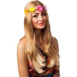 Carnaval/festival hippie flower power hoofdband met gekleurde bloemen - Verkleed accessoires