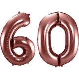 Folat Folie ballonnen - 60 jaar cijfer - brons - 86 cm - leeftijd feestartikelen