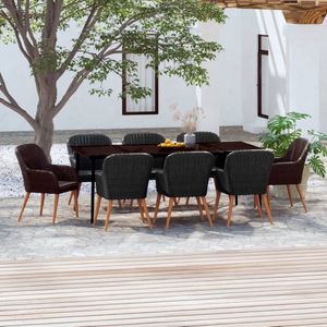 vidaXL - 9-delige - Tuinset - met - kussens - zwart
