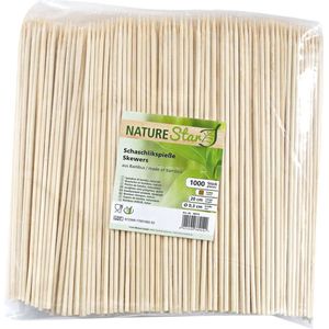 NatureStar Spiezen sate stokjes prikkers BBQ 25cm BIO-Bamboo - 1000 stuks