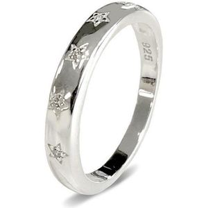 New Bling 9NB-0299 52 Zilveren damesring met zirkonia sterretjes - Zilver - Zirkonia - Ster - Maat 52 - Zilverkleurig