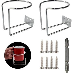 2 stuks roestvrij stalen bekerhouders voor in de auto - ringvormige flessenhouder met schroeven - universele drinkbekerhouder voor marine, jacht, vrachtwagen, koffiebeker Car cup Holder