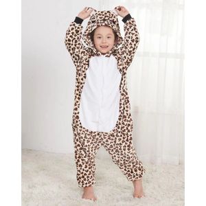 Onesie Luipaard - Maat 122/128 - Verkleedkleren - Kostuum - Carnaval - Jumpsuit - Pyjama - Kerst