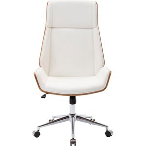 Bureaustoel - Kantoorstoel - Design - In hoogte verstelbaar - Hout - Wit/walnoot - 60x63x121 cm