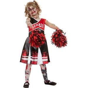 SMIFFYS - Rood zombie cheerleader kostuum voor meisjes - 128/140 (7-9 jaar) - Kinderkostuums