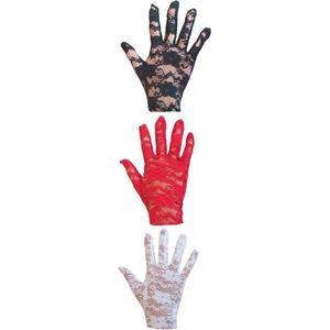 kanten handschoenen kort rood