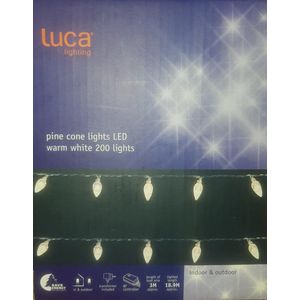 Luca Lighting lichtsnoer dennenappel 18,9 m met 200 LED lampjes  wit