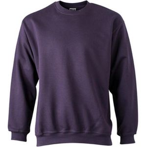 James and Nicholson Unisex Round Heavy Sweatshirt (Aubergine)